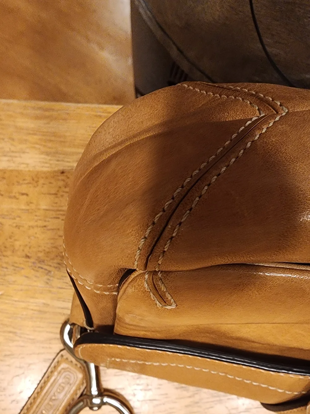 vintage 2004 Coach Soho shoulder bag in a tan or camel color